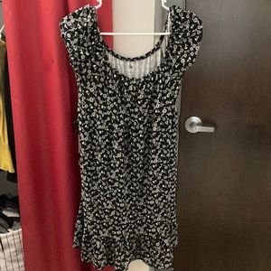 black off the shoulder floral dress